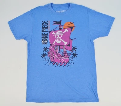 One Piece Anime Shirt Blue Pirate Ship Ripple Junction Large Short Sleeve - Image 1 of 4