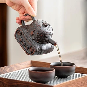 250mLChinese Tank Shaped Yixing Zisha Clay Teapot Unique Purple Clay Pot  - Picture 1 of 16