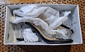 Ladies Transparents Peep Toe Platform Slingback High Heels Shoes Ankle Strap Sz9 - Picture 1 of 5