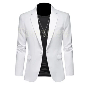 Men's Jacket Casual Suit Blazer Slim-Fit Suit Wedding Business Dress Suit Tops - Picture 1 of 39