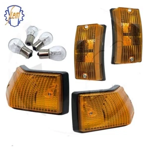 KIT FRECCE ANTERIORI+POSTERIORI SIEM ARANCIO VESPA PX 125 150 200+LAMPADINE - Picture 1 of 1