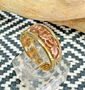 Clogau 9ct Gold Ring Cariad Band 4.31g Yellow And Rose Gold Size J - Picture 1 of 9