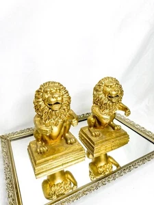 2 sujetalibros 7" color dorado leones decoración del hogar foo leones metal fundido - Imagen 1 de 10