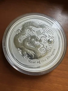 2012 Australian Lunar Dragon 5 Oz Silver Perth Mint Brilliant Uncirculated Coin - Picture 1 of 2
