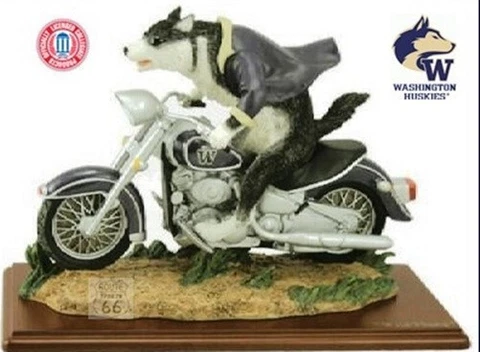 Washington Huskies Wild Thang Motorcycle Mascot Biker Gift Collectible Figurine Cover