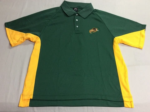 NORTH DAKOTA STATE BISON GREEN & YELLOW POLO SIDELINE SHIRT ADULT MENS LARGE Cover