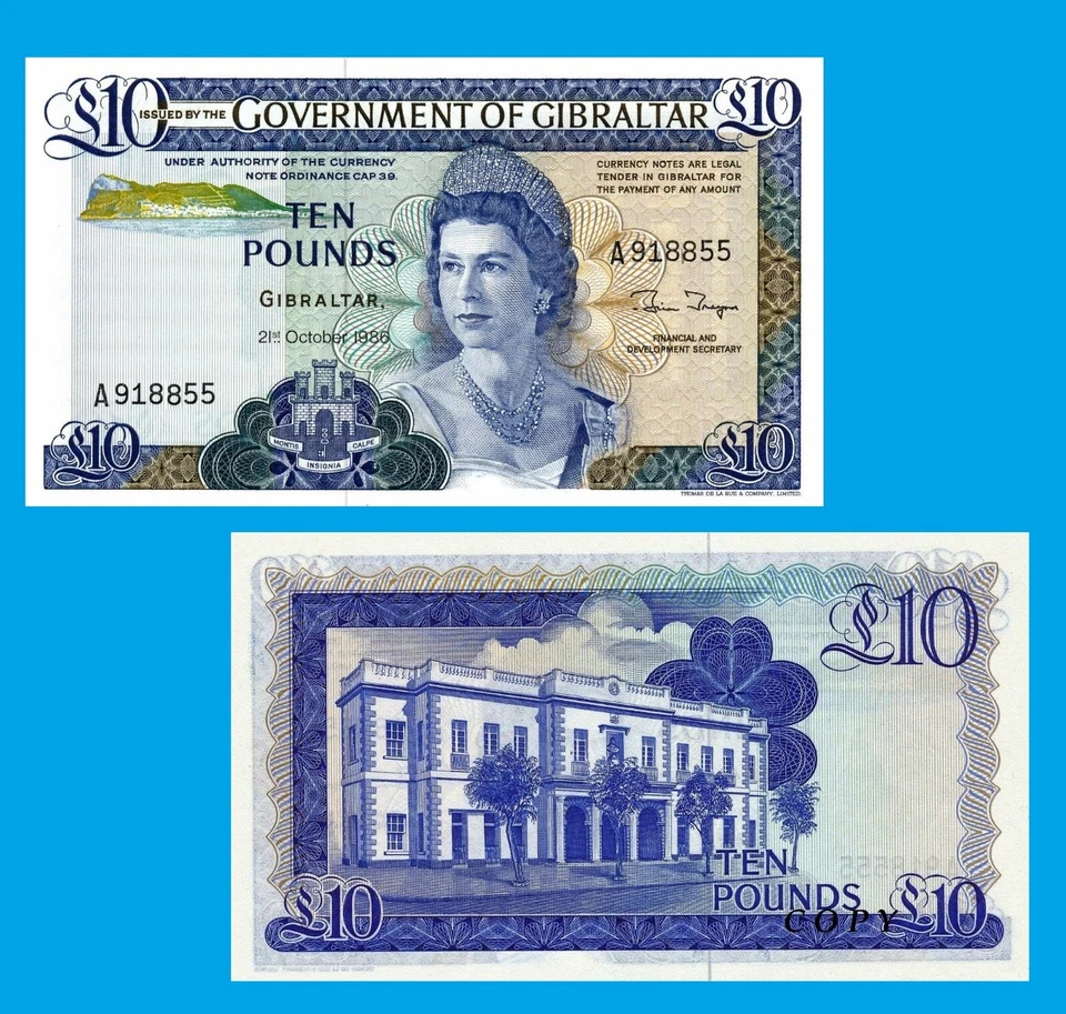 Gibraltar 10 Pounds 1986 - Copy - Image 1 of 1
