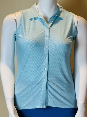 Camisa de golf deportiva Haley para mujer azul blanco a rayas talla L (77) Foto 1 de 4