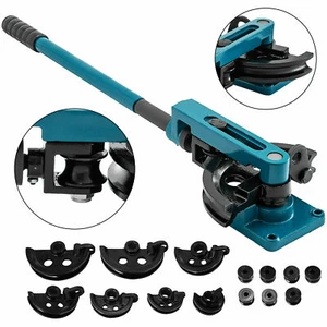 Manual Bench Mounted Steel Pipe Tubing Bender Weld Long Handle Leverage w/ Dies - Picture 1 of 6