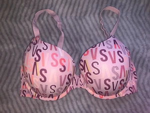 Victoria's Secret Women's 36D T-Shirt Push-Up Full Coverage Bra Pink Frayd Strap - Picture 1 of 9