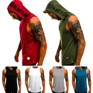 Para hombres Gimnasio Pullover Chaleco Sin Mangas Informal Sudadera con Capucha Camisetas sin Mangas Camiseta Muscular - Imagen 1 de 16