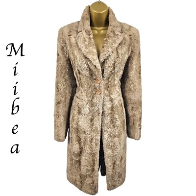 Karen Millen 12 Reino Unido Vintage Beige Suave Imitación Piel Vestido Abrigo Chaqueta Fiesta Noche Foto 1 de 4