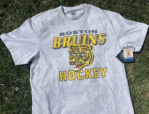 Authentic Vintage Hockey '47 Brand by Fanatics Boston Bruins Retro Bear T-Shirt - Picture 1 of 8