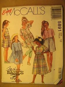 UNGESCHNITTENES Schnittmuster 1992 McCALL'S Größe 10,12 KLEID Overall 5891 [Z180] - Bild 1 von 1