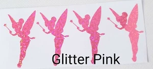 4 X PEGATINAS DE VINILO BRILLANTE HADA TINKERBELL COPA DE VINO CHUPETE ORO ROSA  - Imagen 1 de 5