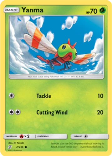 1x Yanma 2/236  Unified Minds Pokemon TCG Card NM - Image 1 of 1