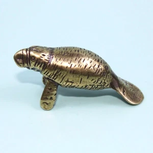 Brass Manatee Figurine Statue Animal Figurines Toys House Desktop Decoration - Picture 1 of 4