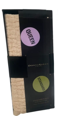 Donna Karan Queen 标准通道绗缝单枕头 Sham 金色天鹅绒 — 第 1/4 张图片