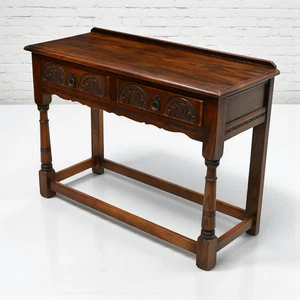 Old Charm Serving Console Table Tudor Brown Finish 2 Drawers FREE UK Delivery - Picture 1 of 20