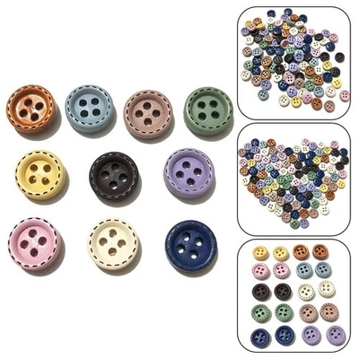 Retro Mini Holzknöpfe für DIY Kleidung und Wohndeko 100 Stück 4 Löcher - Bild 1 von 4