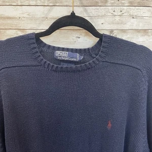 Suéter Polo Ralph Lauren XL de Colección Años 90 Tejido Azul Marino Cuello Redondo Púrpura Poni - Imagen 1 de 11