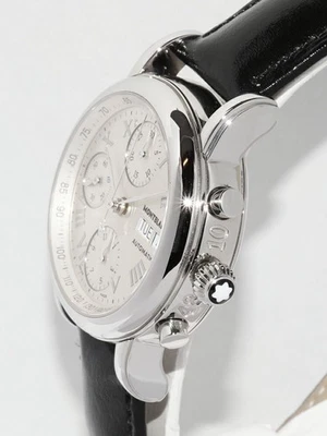 Montblanc Meisterstück 7016 cronógrafo automático esfera plateada acero inoxidable Foto 1 de 4