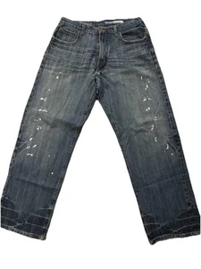Azzure Love Life Denim Jeans Blue Mens 38X34 Classic Fit Distressed Washed GUC - Picture 1 of 5