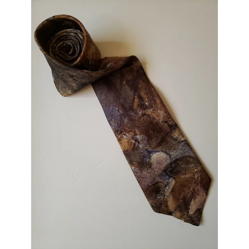 Oscar de la Renta Studio Designer Men's Neck Tie Tan Bronze Silk Made in USA - Изображение 1 из 4