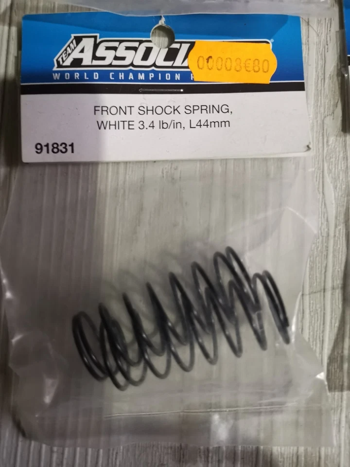 Team Associated 12mm Front Shock Spring (2) (White/3.40lbs) (44mm Long) 91831 - Photo 1/1