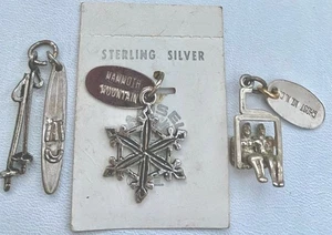 Charms vintage argento sterling sci, snowboard, seggioviaMammut Mountain fiocco di neve - Foto 1 di 9