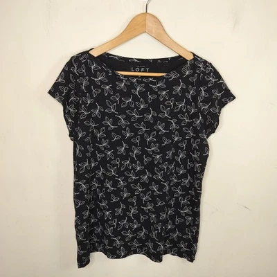 Camiseta Ann Taylor LOFT Floral M Mediana Para Mujer Algodón Modal Elastizada Top Foto 1 de 4