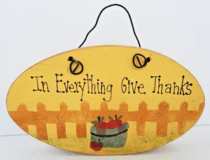 Appendiabiti da parete in legno senza marchio "In tutto Give Thanks" Made in U.S.A. - Foto 1 di 3