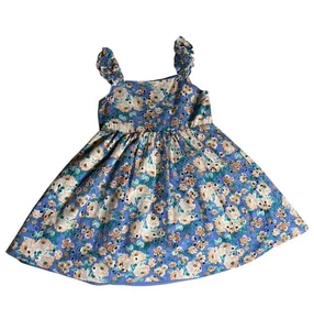 Btween Dress Girl’s Size 5 Blue Pink Cotton Floral Sundress Cottage Garden - Picture 1 of 8