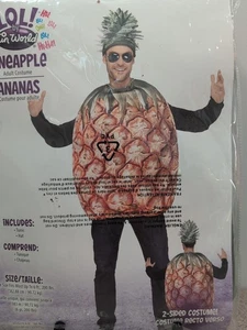 Pineapple Costume Hawaiian 2 Sided, Adult One Size New, Tunic & Hat - Picture 1 of 4
