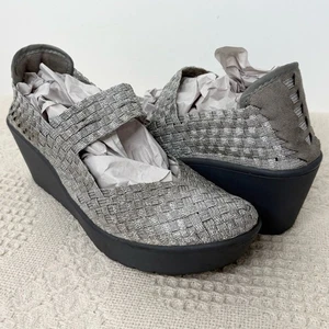 Steven Brice Keilabsatz Größe 7 silber Mary Jane bequeme Schuhe Steve Madden - Bild 1 von 9