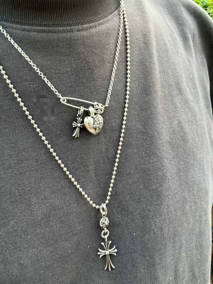 Cadena bola corazones cromados tamaño 60 cm plata de ley 925 100% Foto 1 de 1