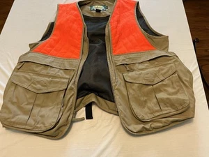 Cabela's Fowl Hunting Vest Mens Tan Orange Safety Pocket Storage Bird Large - Picture 1 of 14