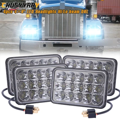 Faros antiniebla sellados LED de 4x6"" pulgadas 4 piezas para Peterbilt Kenworth T800 W900 Foto 1 de 4