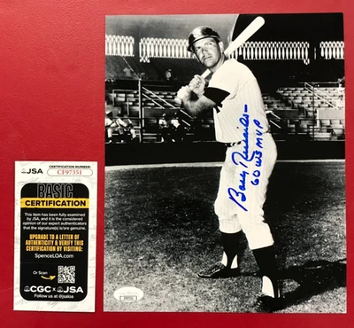 Bobby Richardson Signed B&W Photo JSA w/COA 8x10 MLB N.Y. Yankees 1960 WS MVP! - Image 1 of 4