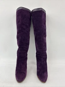 Vintage Nickels Mesh Wildleder Stiefel lila pflaume Wildleder wadenhoch Damengröße 8 B - Bild 1 von 22