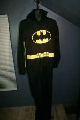 BATMAN Union Suit Mens Medium M One Piece Batman Pajamas Costume Cape PJ's NWT!! - Image 1 of 4