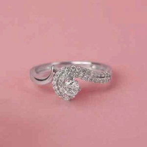 2.12 Ct Round Cut Simulated Diamond Wedding Cocktail Ring 14k White Gold Plated - Picture 1 of 11