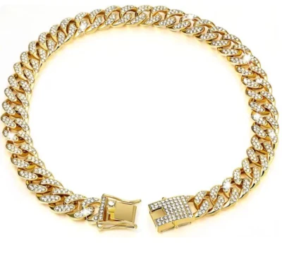 Collare a catena per cani in oro di lusso collare a Choke a catena cubana - Immagine 1 di 4