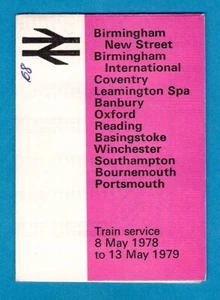 British Rail Pocket Timetable - Birmingham Oxford Reading Portsmouth - May 1978 - Picture 1 of 3