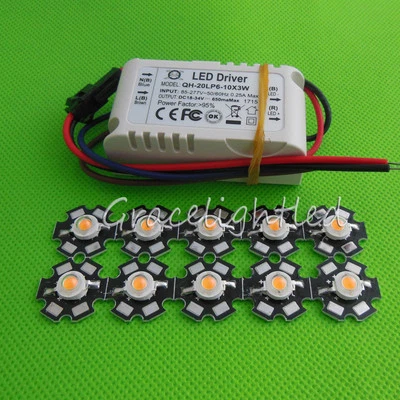 10X 3W Planta Crecimiento Espectro Completo 380-840nm Alta Potencia LED + 6-10x3w Driver - Imagen 1 de 4