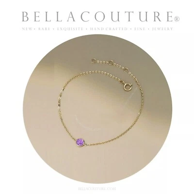 NEW BC® 18K GOLD 5MM AMETHYST BRACELET .95CT ART DECO CHARM PENDANT 14K 7" 7.5" - Image 1 of 4