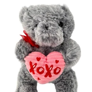 Walgreens Gray Plush Teddy Bear Holding Pink Heart "XOXO" Valentines Day Gift - Picture 1 of 12