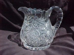 Vintage American Brilliant Cut Glass Pitcher Hobstars - Picture 1 of 7