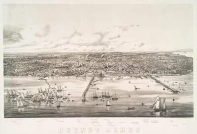 Poster - Buenos Aires Vintage Pictorial Map (1850) Print Reproduction, 4 Sizes - Image 1 of 4