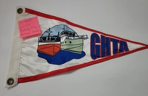 Vintage GHTA Boating Flag Red & Green Boats Traingle Shape 19.5" Long Old ⬇️ - Picture 1 of 20